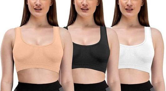 3)Women's Cotton Solid Non Padded Air Bra Pack of 3