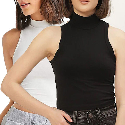 3) Clafoutis pack of 2 sleeveless high neck crop top