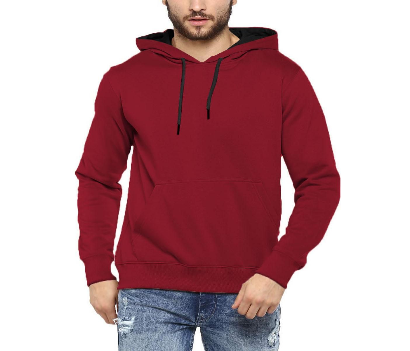 Fleece Solid Full Sleeves Hoodie